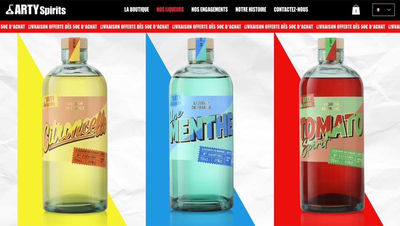 Aperçu du site de marque Arty Spirits créé avec Wix Studio