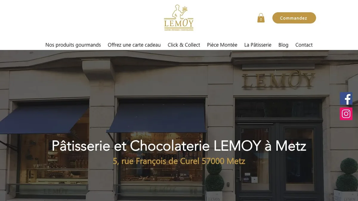 Site e-commerce Wix de la Pâtisserie et Chocolaterie Lemoy à Metz