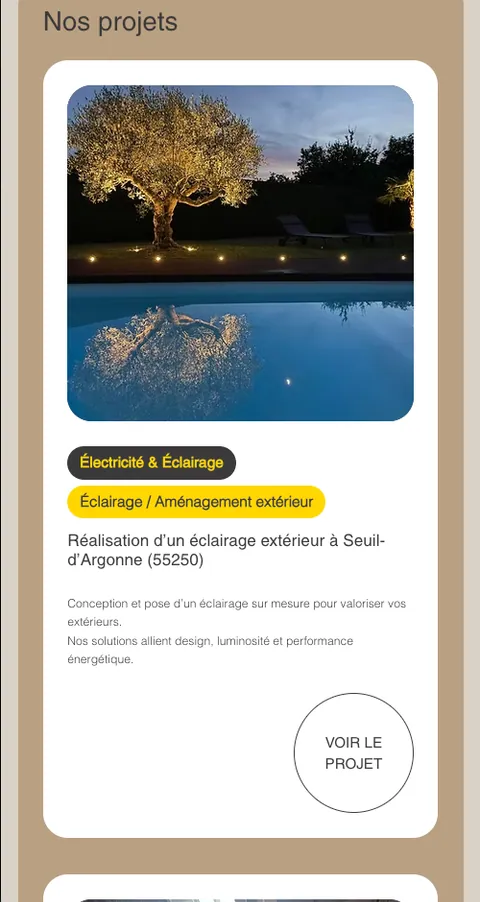 Page d’accueil du site MT Électricité conçue avec Wix Studio