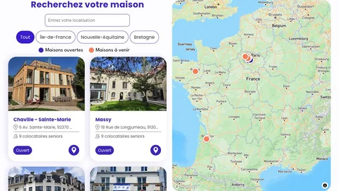 Recherche et carte Mapbox sur mesure des maisons Chez Jeannette