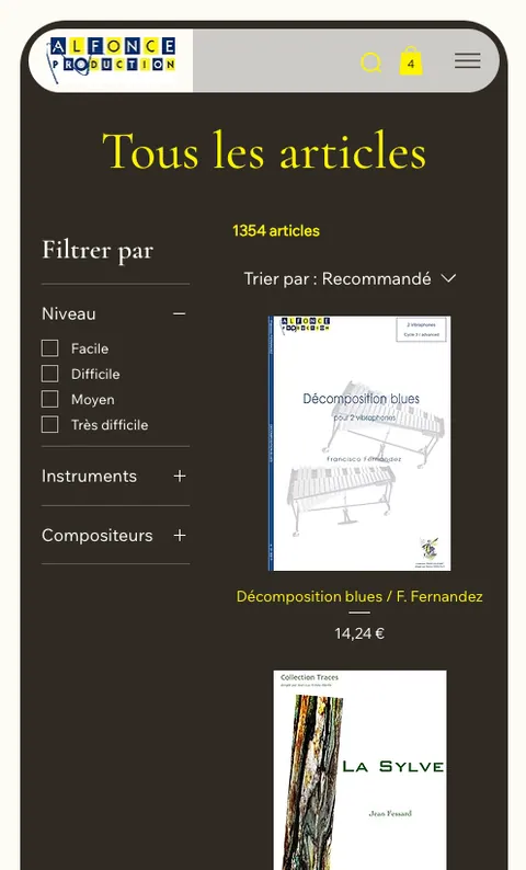 Nouvelle identité visuelle de la boutique Alfonce Production sous Wix Studio