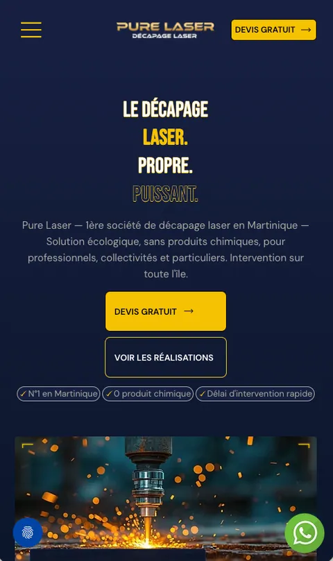 Page d’accueil du nouveau site industriel PureLaser