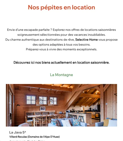 Pages dynamiques des biens Selective Home développées avec Wix Studio