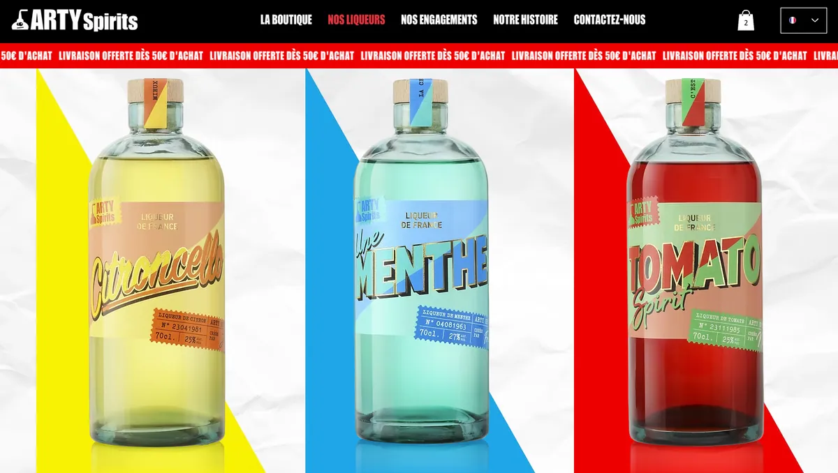 Site de marque Arty Spirits créé avec Wix Studio