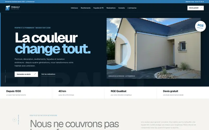 Nouvelle page d’accueil du site Fribault Peinture